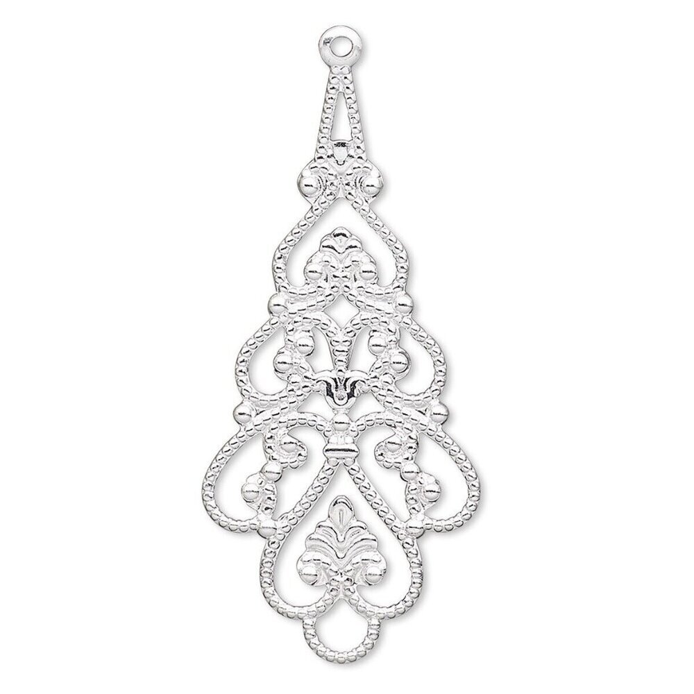 🔥POPUP SALE!🔥 Art Nouveau Stamped Silver Plated Brass Teardrop Filigrees 2 pcs
